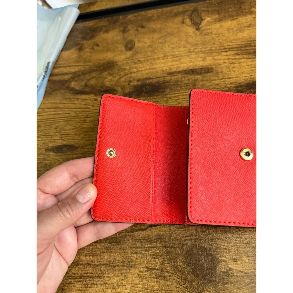 Tory Burch Robinson 6 Key Case Red Saffiano Leather Gold Logo Wallet